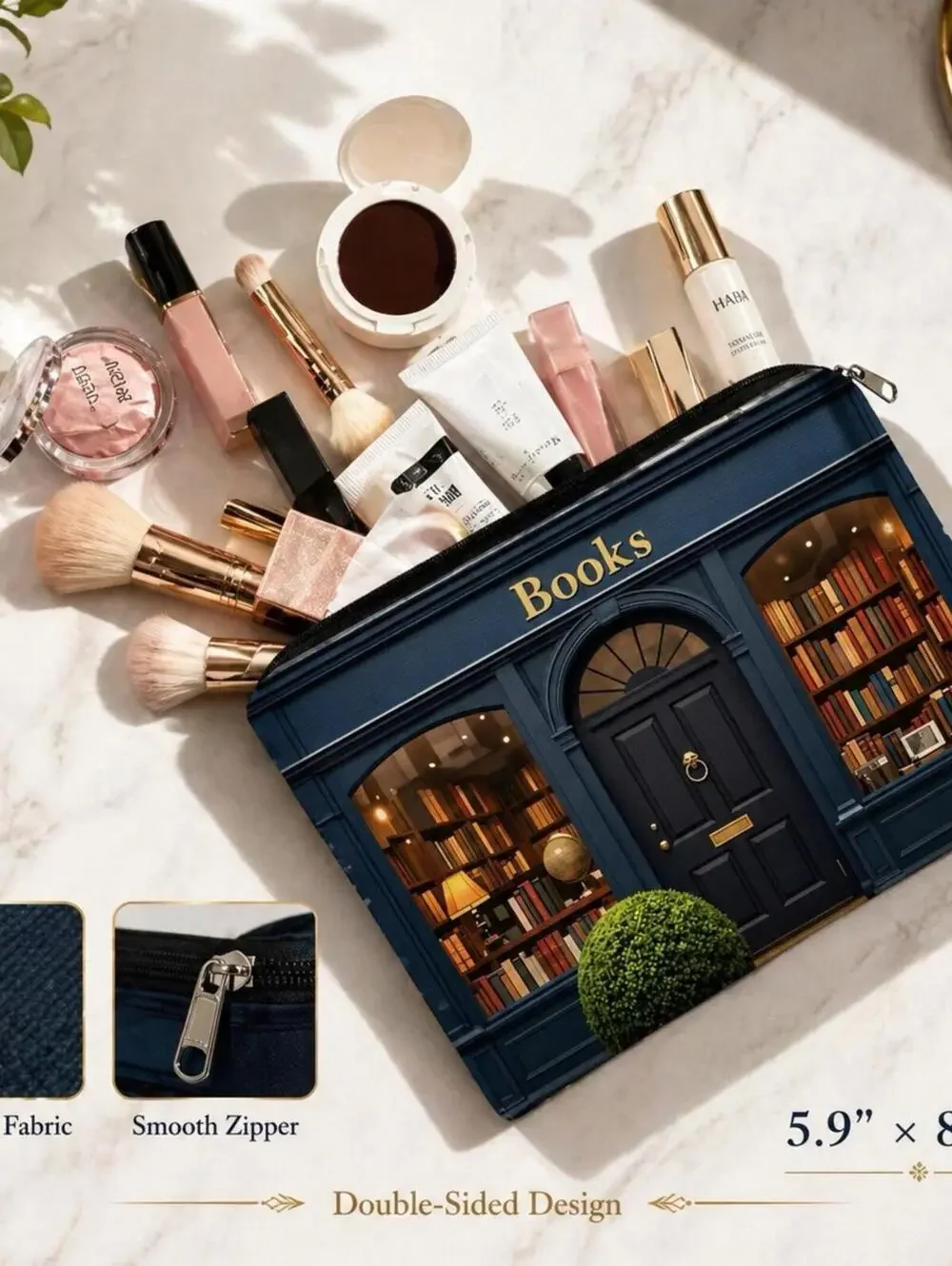 Bookstore Makeup Bag Library Cosmetic Pouch Book Lover Gift